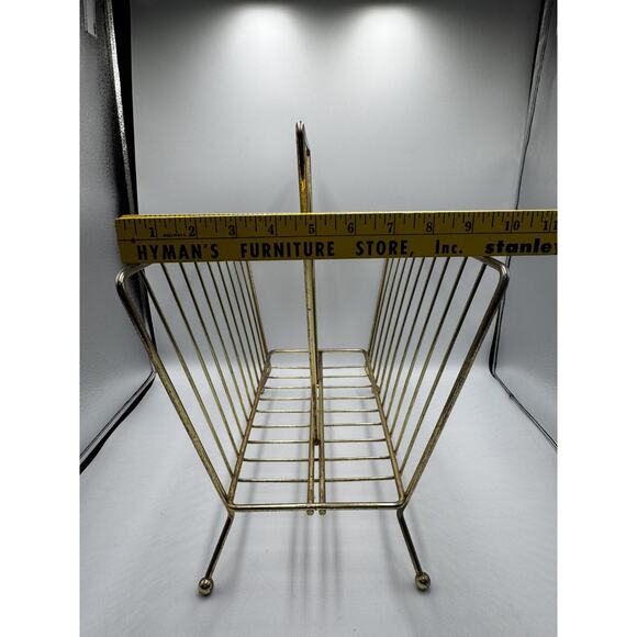 MCM Gold Tone Metal Magazine Rack - 15” H X 16 L X 9” W (approximately) - Picture 10 of 16
